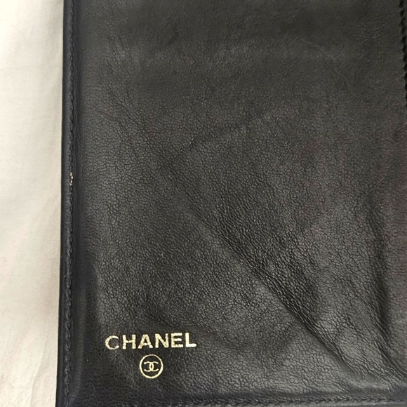 Authentic Chanel Black Lambskin Wallet On Silver Chain Vintage - Picture 9 of 10